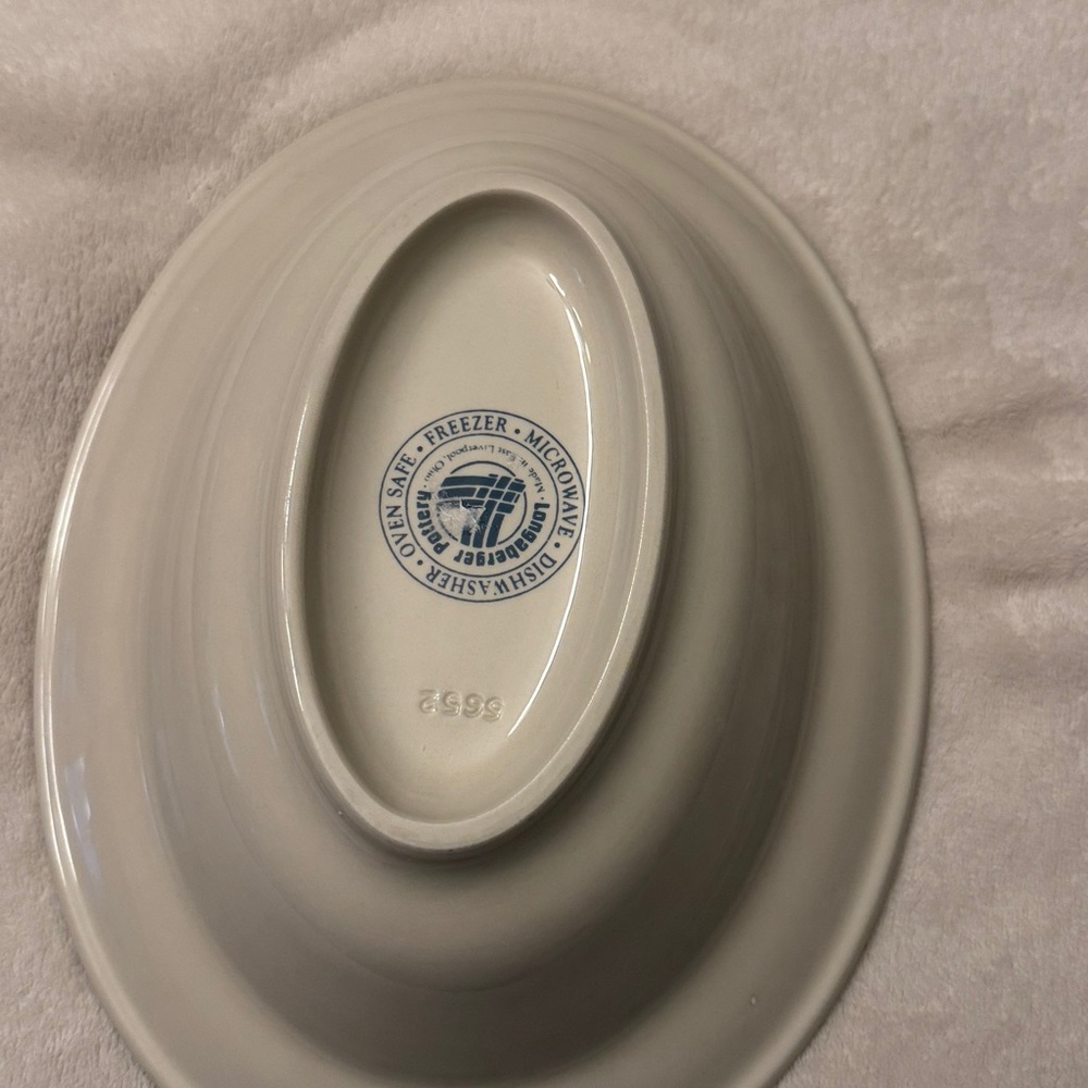 Longaberger Pottery Classic Blue Woven Traditions Oval Serving Veg Bowl Dish 11" - Picture 5 of 5